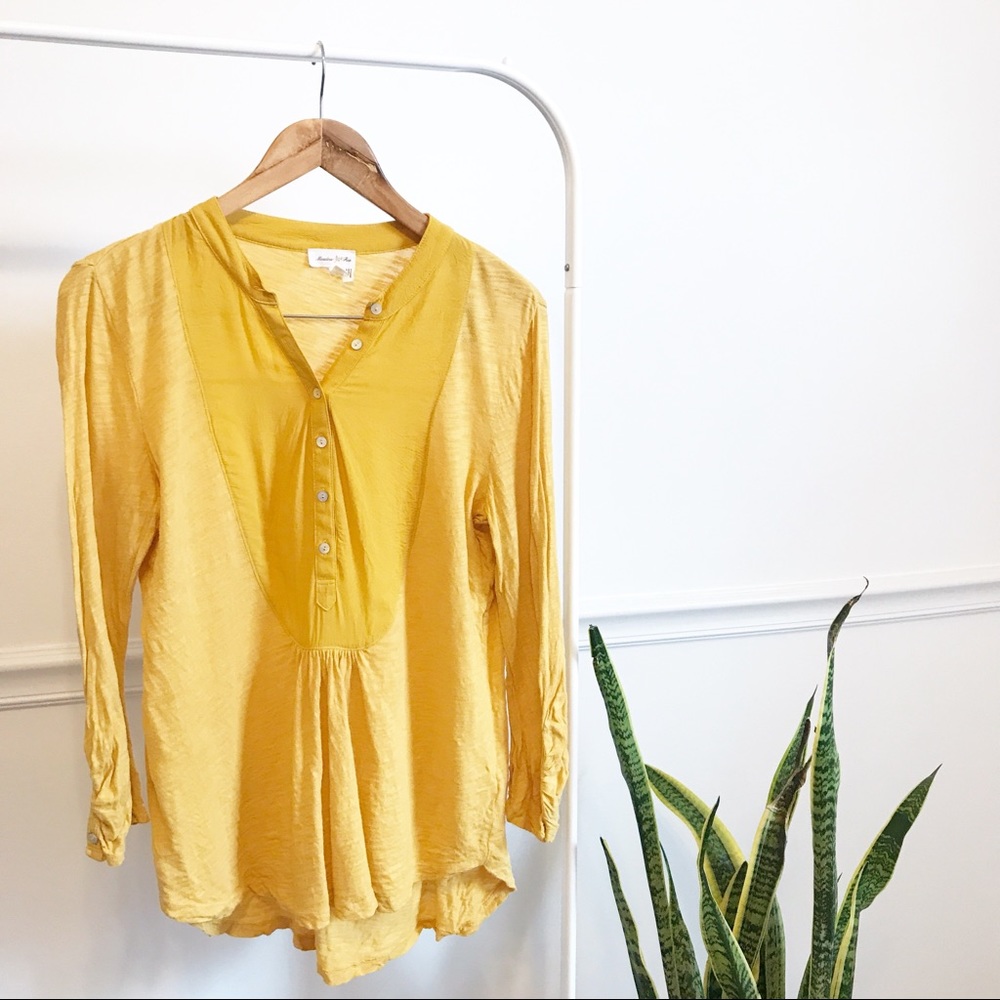🚌 Anthropologie | meadow rue mustard yellow top M